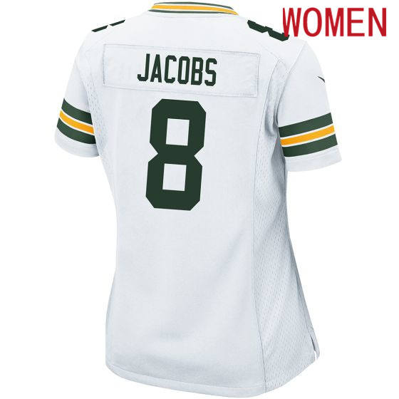 Women Green Bay Packers #8 Josh Jacobs Nike Away Game white 2024 NFL Jersey